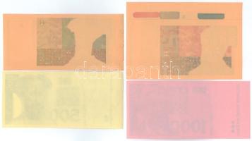 Horvátország 1993. 5K-1000K (9xklf) előlapi és hátlapi színpróbanyomatok, köztük több ívszéllel T:AU...