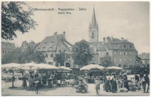 1912 Nagyszeben, Hermannstadt, Sibiu; Kleiner Ring. Verlag von Georg Meyer / tér, templom, piac, Hugo Connerth üzlete / square, church, market, shops (EK)