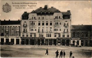Nagyvárad, Oradea; Kurländer és Ullmann részvénytársaság áruháza (alapítva 1847-ben), Asztalos Ernő üzlete / department store, shops (EK)