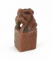 Kínai figurális zsírkő pecsételő, vésetlen, m: 4,5 cm