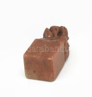 Kínai figurális zsírkő pecsételő, vésetlen, m: 4,5 cm