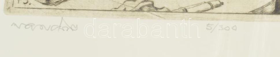 Vasvári (Vasváry) József (1904-1993): Két öreg kuruc. Rézkarc, papír, jelzett, számozott (5/300), 29...