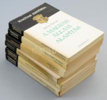 6 db Magyar História kötet - Széchenyi és Kossuth vitája, Ellenforradalom és konszolidáció, Ezernyolcszáznegyvennyolc, te csillag, Eötvös József, Verecke híres útján..., A magyar államalapítás. Bp., Gondolat. Kiadói papírkötés, kissé kopottas állapotban.