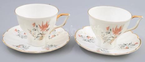 Jiesia 2 darab vékonyporcelán csésze alátéttel, d: 11,5 cm