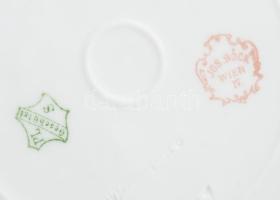 6 darab antik jelzett nagytányér, kopással, d: 24 cm