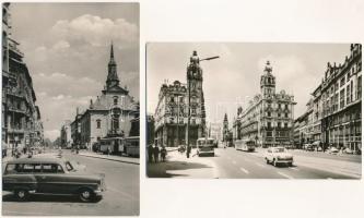 BUDAPEST - 4 db MODERN város képeslap gépkocsikkal, közte Déli pályaudvar (Képzőművészeti Alap Kiadó...