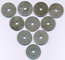 Románia 1905-1906. 10b (10db, 3xklf) T:VF,F
Romania 1905-1906. 10 Bani (10pcs, 3xdiff) C:VF,F