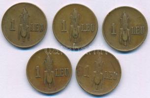Románia 1938-1941. 1L Ni-sárgaréz T:VF
Romania 1938-1941. 1 Leu (5pcs, 3xdiff) C:VF