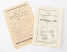 1939-1946 3 meghívó: Nagykőrösi Református Tanítótestület, Ady emlékünnep, Móricz Zsigmond ébresztése. Programok, meghívója, programja