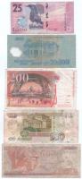 5db-os külföldi bankjegytétel, közte Franciaország 1996. 200Fr, illetve Vietnam, Seychelle-szigetek,...