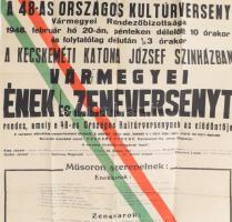 cca 1930 Kecskeméti Katona József színház énekverseny plakát nemzeti trikolorral 55x60 cm