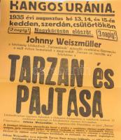 1935 Uránia hangos mozgó (mozi) Tarzan és pajtása c. film Johnny Weiszmüllerrel. 30x90 cm
