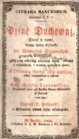 Tranovsky, Jiri:  Cithara Sanctorum Pisné Duchownj, Staré y nowé, kterych Cyrkew Krestanská pri Wyrocnjch Slawnostech [...] Knéze Girjka Tranowského. Wydánj 38. Pesstanské, a Prjdawkem 1040 Pjsnj obsahujcym. [Pest] W Pessti, 1853. Nákladkem P. J. M. Trattnera a St. Károlyiho. 1 t. (fametszetű címkép) + XIV + 1184 + [64] p. ---- Phiala Sanctorum. Modlitby Nábozné, ze Swat[ého] Pjsma wybrané, a we wssech Potrebách. [...]. Pridáno gest obzwlásste P. Caspara Neumanna Gádro wssech Motlieb. [Pest] W Pessti, 1853. Tist a Wydánj od Trattner-Károlyiho. 237 + [3] p. ---- Prjdawek pronikawych nowych, y nekterych starych Pjsnj. [Pest] W Pessti, 1853. Tist a Wydánj od Trattner-Károlyiho. 108 + [4] p. Egyházi kolligátumunk szlovák nyelvű énekes- és imádságoskönyv, melynek első, legnagyobb terjedelmű, nyitó munkája a tescheni születésű Jirzí Tranovsky (1591-1637), a "szláv Luther" evangélikus lelkész műve. Gyülekezeti énekeskönyve először 1636-ban jelent meg. A több mint 80 kiadást megélő énekeskönyv szövegei a századok során mélyen beivódtak a szláv kegyességi tudatba. Tranovsky műve a kiadások során folyamatosan bővült, kötetünk nyitómunkája 1040 rövidebb szöveget tartalmaz, utána a két rövidebb munka következik, önálló címlapokkal. Kolligátumunk címképének és címlapjának verzóján régi tulajdonosi bejegyzés. A címképen apró hiányok, az első mű összese hat levelén apró szúrágásnyom, az oldalakon foxing, néhány oldalon enyhe foltosság, az utolsó mű leveleinek felső sarkán foltosság. Példányunk előzékei hiányosak. Három bordára fűzött, dombornyomású, enyhén kopott, enyhén hiányos korabeli egészbőr kötésben.