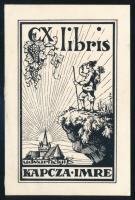 Kapcza Imre (1877-?): Ex libris udvarhelyi Kapcza Imre. Klisé, papír, jelzett a klisén, 10,5x7 cm