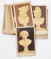 cca 1880-1900 Műalkotásokról (szobrokról, festményekről) készült fotók vizitkártya méretben, össz. 25 db keményhátú fotó, a hátoldalon feliratozva, 10x6 cm körül