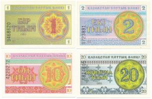 Kazahsztán 1993. 1t - 20t (4xklf) T:AU, 1db XF Kazakhstan 1993. 1 Tyin - 20 Tyin (4xdiff) C:AU, 1pc XF Krause P#1, P#2, P#4, P#5