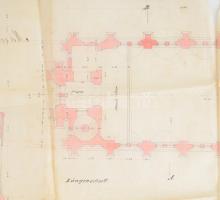 cca 1884 Marczibányi-Dombegyháza templom tervrajza, 2 db, szakadással