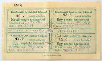 1936. "Kecskeméti Bevásárlási Központ értesítése 5P hitel keretről" zöld színben, vízjeles...