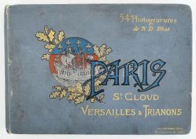 cca 1900 Paris et ses Environs, Photogravuren de ND. Phot., 54 db fotogravür, kiadói festett egészvászon kötés, gerinc sérült, kopottas állapotban