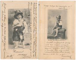 2 db RÉGI (1905 előtti) motívum képeslap: gyerekek / 2 pre-1905 motive postcards: children