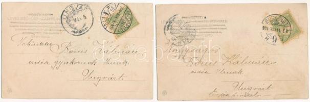 2 db RÉGI (1905 előtti) művészlap: hölgyek, ezüstös szegéllyel / 2 pre-1905 art postcards: ladies