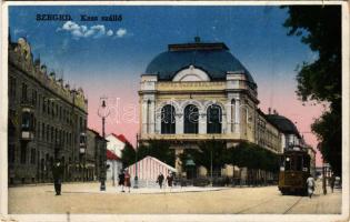 Szeged, Kass szálló, szálloda, villamos. K.H.Sz. (kopott sarkak / worn corners)