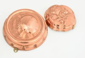 2 darab réz sütőforma, d: 15 cm alatt