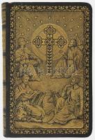Újszövetségi szentírás a vulgata szerint Káldi György S. J. I. köt. Bp.,(1927.),Szent István-Társulat, 537 p. A borítón Akantisz Viktor festőművész bibliai tárgyú képével. Kiadói dúsan aranyozott, illusztrált egészvászon-kötés, a borítón kis kopásnyomokkal, jó állapotban.