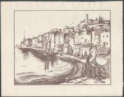 Vadász Endre (1901-1944): Tengerpart. Fametszet, papír, jelzés nélkül, 19,5x25 cm