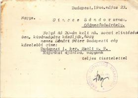 1944 Budapest VIII. Baross Szövetség levelezőlapja. Múzeum utca 17. (EB)