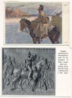 2 db régi katonai művészlap: dragonyos ezred / 2 pre-1945 military art postcards: dragoon regiment