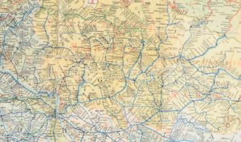 1919 Ausztria-Magyarország közlekedési térképe, 1:500 000, Freytag és Berndt, szakadásokkal, 71×99 c...