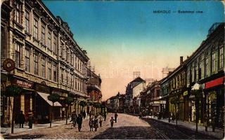 Miskolc, Széchényi utca, Merkl Gyula, Soós üzlete. Grünwald Ignác kiadása (gyűrődések / creases)