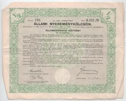 Budapest 1941. "4%-kal kamatozó állami nyereménykölcsön - államadóssági kötvény" 100P-ről ...