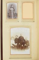 cca 1890-1910 Díszes szecessziós fotóalbum, aranyozott tábla élekkel, benne kb. 50 db fotóval, közte...