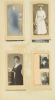 cca 1890-1910 Díszes szecessziós fotóalbum, aranyozott tábla élekkel, benne kb. 50 db fotóval, közte...