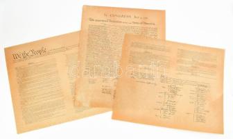 Amerikai Egyesült Államok Függetlenségi nyilatkozata, modern reprint, 3 sztl. lev.