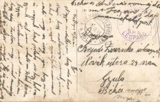 Postcard with naval post &quot;S.M.S. LEOPARD&quot;, Képeslap haditengerészeti postával &quot;S.M.S. LEOPARD&quot;