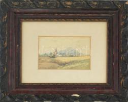 Gerhardtné (?-?), működött a XIX. sz. végén/XX. sz első felében: Táj, 1940. Akvarell, papír. Jelzett. Üvegezett, sérült fakeretben. 9,5x14 cm