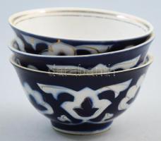 3 db kerámia tálka. Kézzel festett, jelzés nélkül, hibátlan d: 11 cm