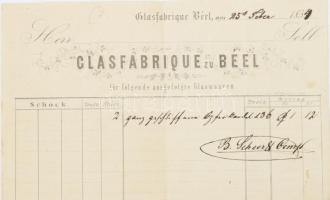 1854 Pest, Glasfabrique zu Béel fejléces számla