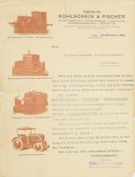 1902 Bécs, Ingenieur Kohlschein &amp; Fischer Lokomotiven német nyelvű üzleti levél, rajta a vonatok képével