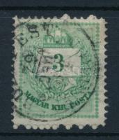 1874 3kr durva gyöngyjavítással (ex Lovász)