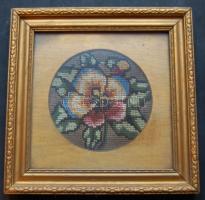 cca 1900 Goblein szép, üvegezett keretben 27x27 cm