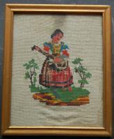 régi goblein üvegezett keretben 28x33 cm