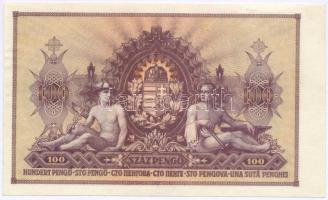 1943. 100P "Szálasi-kiadás" kiadatlan, sor- és sorozatszám nélkül, ívből kivágva T:AU,XF h...