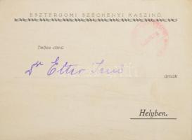 1932 Esztergom, Széchényi Kaszinó kabaré-estjének meghívója, Dr. Etter Jenő a város későbbi polgármestere részére postázva.