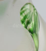 cca 1900 Kralik art nouveau kisváza, savmaratott hutaüveg, plasztikus díszítéssel, jelzés nélkül, m:...