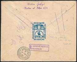 1937 Expressz ajánlott ballonposta küldemény Budapestre 7 db bélyeggel és alkalmi bélyegzésekkel, le...