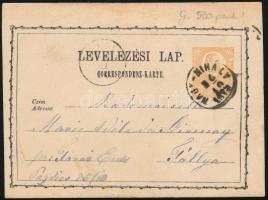 1873 2kr díjjegyes levelezőlap / PS-card "NAGY-MIHÁLY" - Tállya